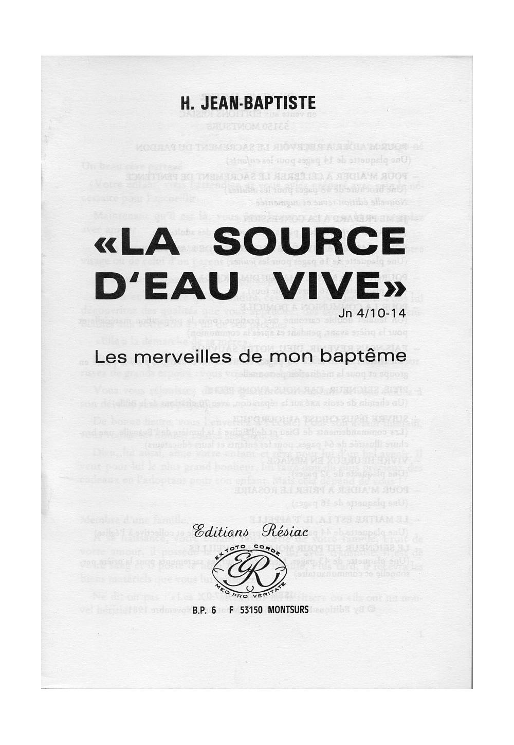 SOURCE D EAU VIVE (LA)