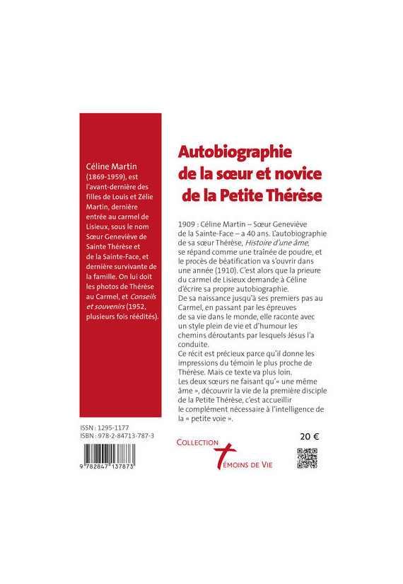 Autobiographie de la soeur et novice de la petite thérèse