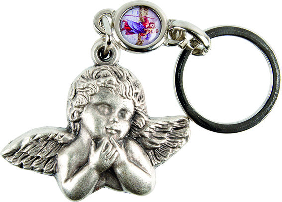 Porte-clés buste ange avec St Christophe - Article religieux