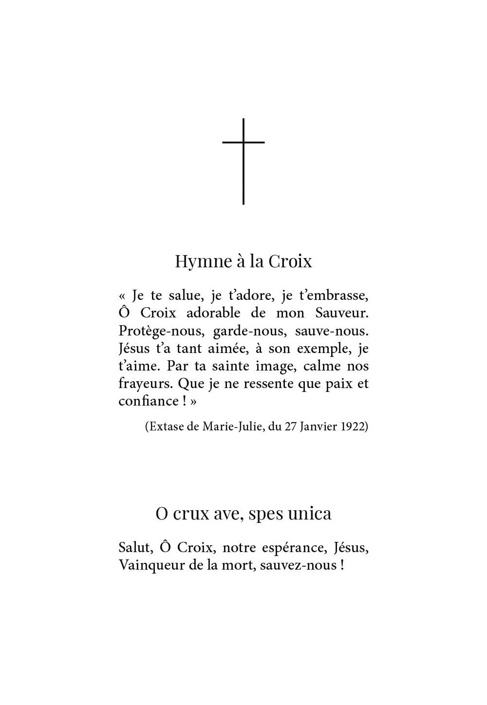 Carte prière de M. J. JAHENNY - Hymne à la croix