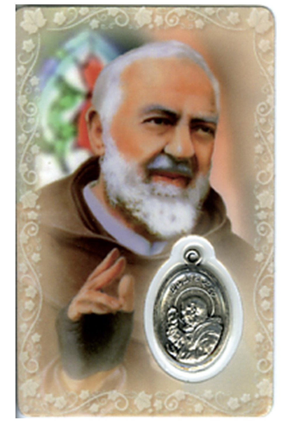 CARTE MEDAIL PLASTIQUE PADRE PIO 